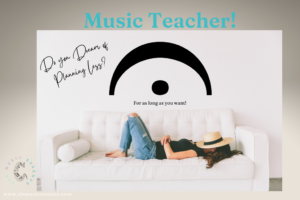 teacher laying on the couch with a music symbol fermata above. 