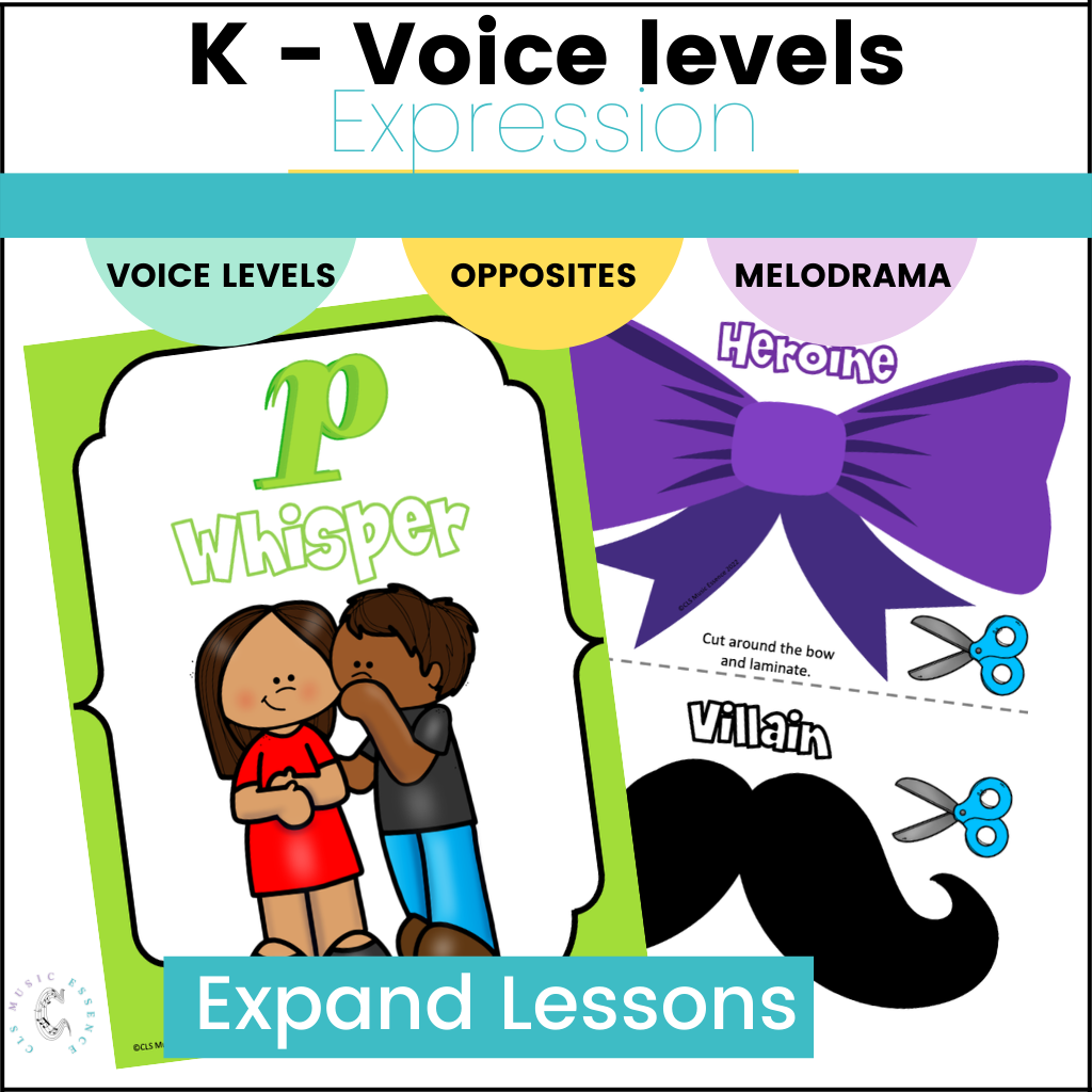 cover for music in kindergarten voice levels lesson plan