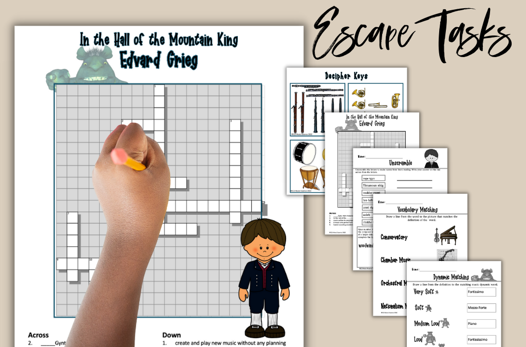 A picture of Escape room music classroom activities worksheets
