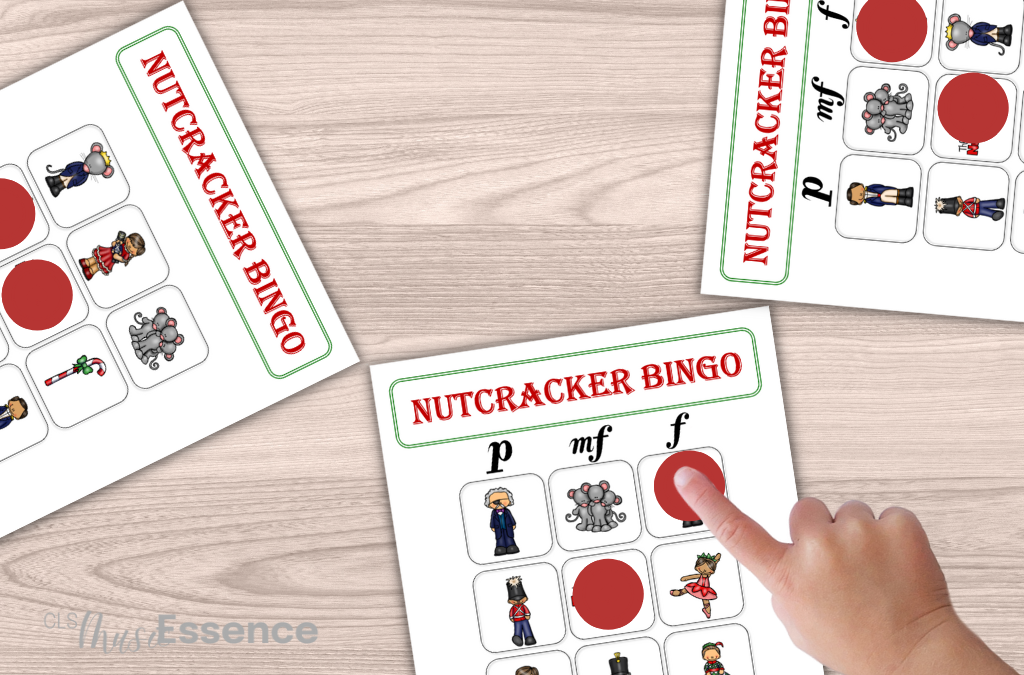 Nutcracker bingo game with characters for The Nutcracker.