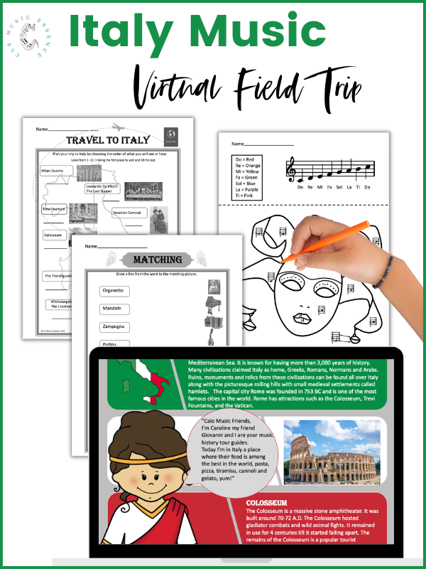 music for Italy narrated slide music lesson plan