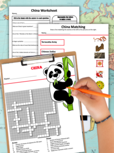 A picture of worksheets students complete to ensure learning on music Chinese culture occurs.