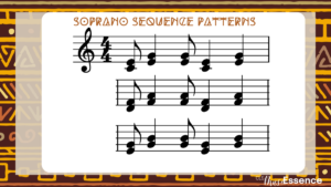 music notes showing songs on a xylophone that have a sequence pattern.