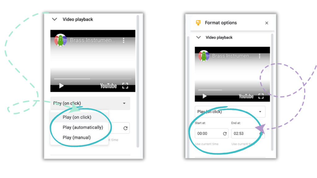 Format option in google slide that adds a layer of precision for videos.