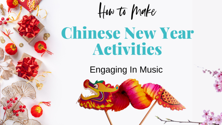 Chinese New Year activities for music colorful red and orange dragon and other deorations
