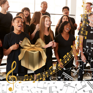 A choir giving the gift of music by singing.