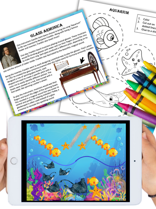 teaching ideas for the song aquarium from the carnival of the animals.