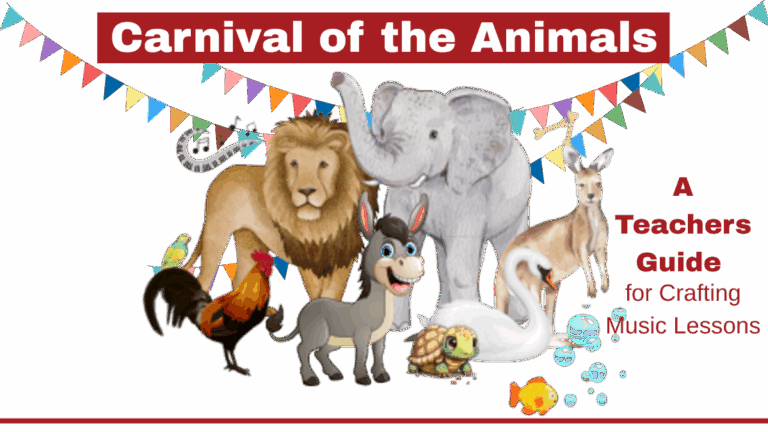 Picture of Carnival of the Animals animals. A teachers guide for crafting music lessons.